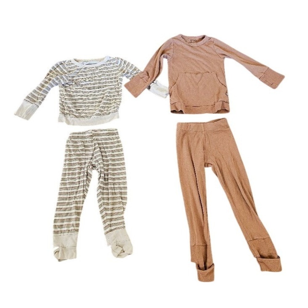 Goumi Kids 4T Bamboo Viscose Pajama Set Lot Striped Terracotta 2-Pack PJs